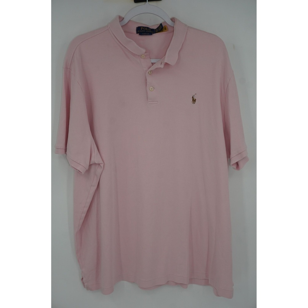 Polo Ralph Lauren Polo Shirt Mens‎ 2XL Pink Classic Fit Cotton Casual Knit